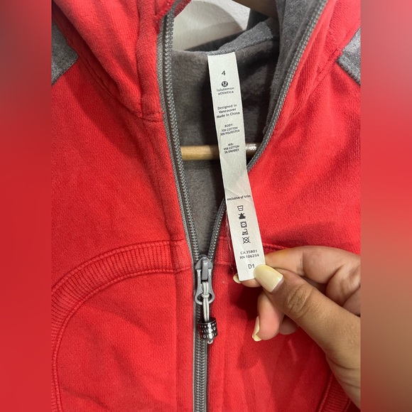 Lululemon Scuba Heavy Hooded Zip Sweatshirt Orange Gray Size 4 - Picture 4 of 5